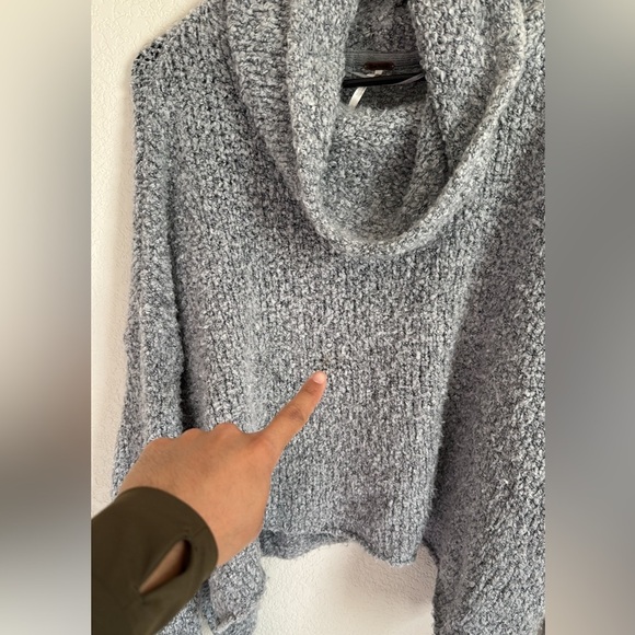 Free People BFF Cowl Neck Nubby Knit Pullover Sweater in Heather Gray Sz small - Picture 5 of 9